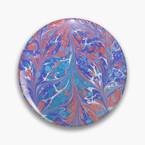 Artikelvorschau, Traditionelle türkische Marmorkunst Ebru, handgefertigt, blau und rot entworfen und verkauft von Pacika.