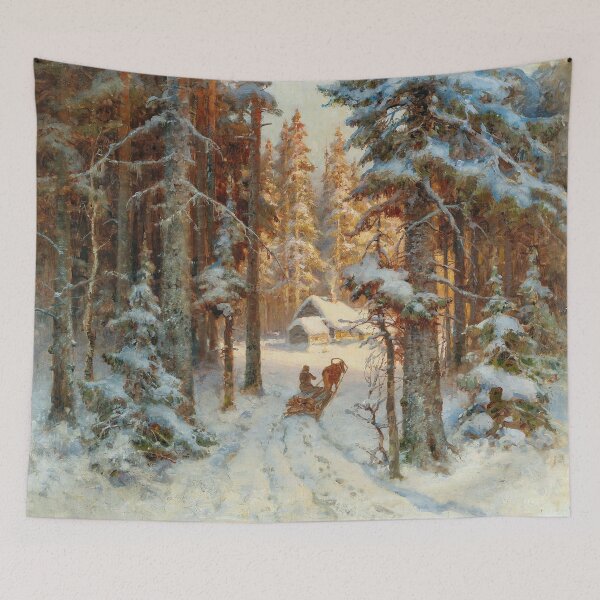 Item preview, Winter scenery - Woodcutters returning home by Julius Sergius von Klever designed and sold by AR-shop.
