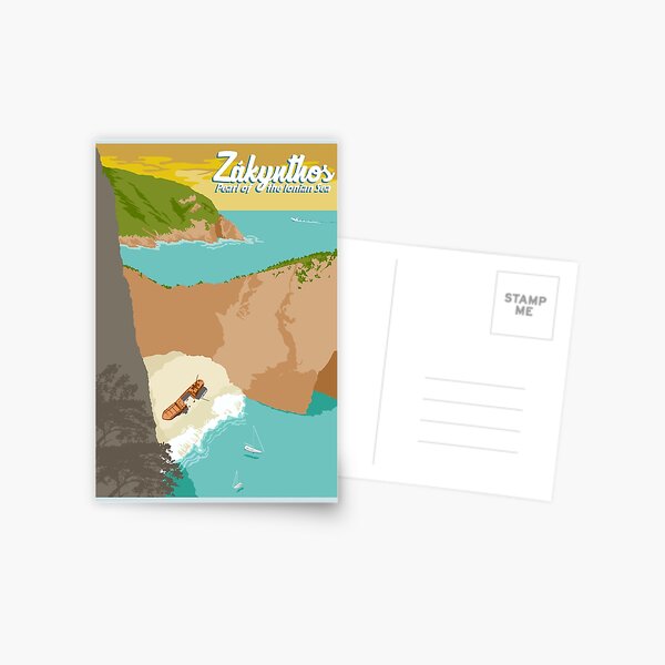 Travel Poster Zakynthos, Greece, Europe Postcard
