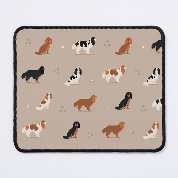 Item preview, Cavalier King Charles Spaniel Mix of colors pattern on beige background designed and sold by buniaandco.