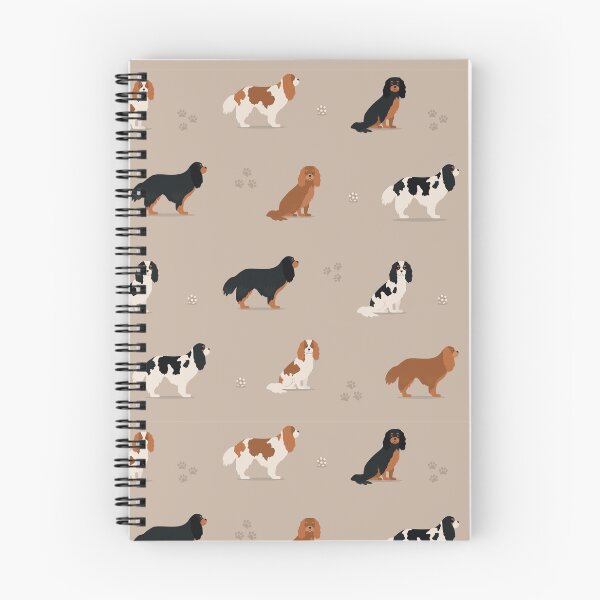 Item preview, Cavalier King Charles Spaniel Mix of colors pattern on beige background designed and sold by buniaandco.