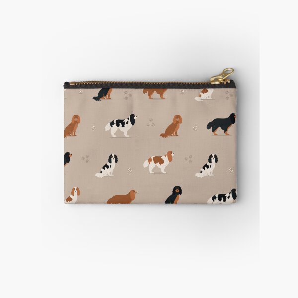 Item preview, Cavalier King Charles Spaniel Mix of colors pattern on beige background designed and sold by buniaandco.