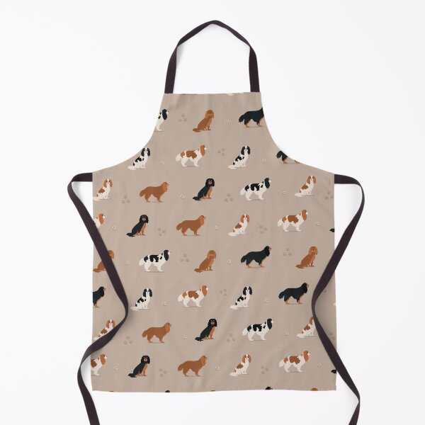 Item preview, Cavalier King Charles Spaniel Mix of colors pattern on beige background designed and sold by buniaandco.