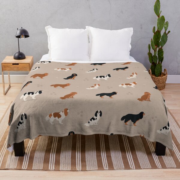 Item preview, Cavalier King Charles Spaniel Mix of colors pattern on beige background designed and sold by buniaandco.