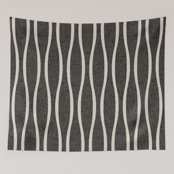Item preview, Retro Tiki Pin Stripes 352 Black and Linen White designed and sold by tonymagnerart.