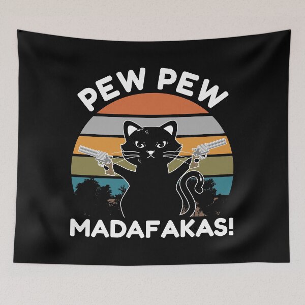 Item preview, Pew Pew Madafakas! Funny Black Cat Meme designed and sold by AnimalsSpace.