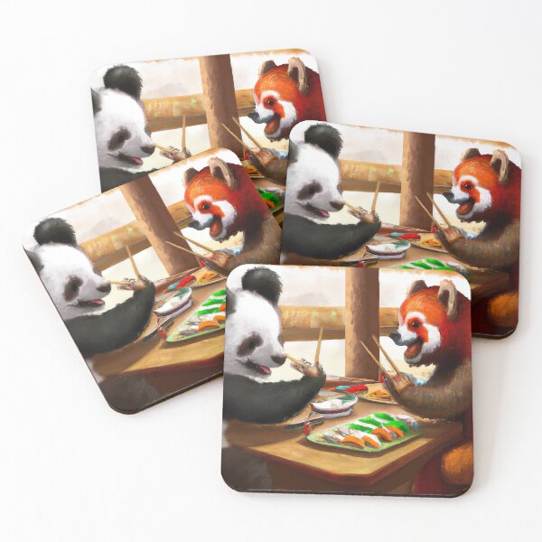 Item preview, Red Panda Eating Sushi with Friends  designed and sold by Graphicelite1.