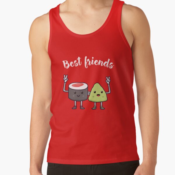 best friends emoji sushi manga japan asian food chopsticks manga cosplay nigri maki fish salmon Tank Top