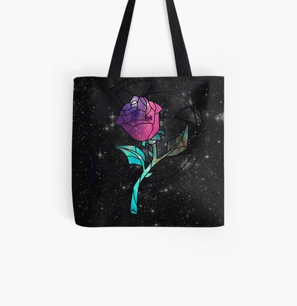 Stained Glass Rose Galaxy All Over Print Tote Bag