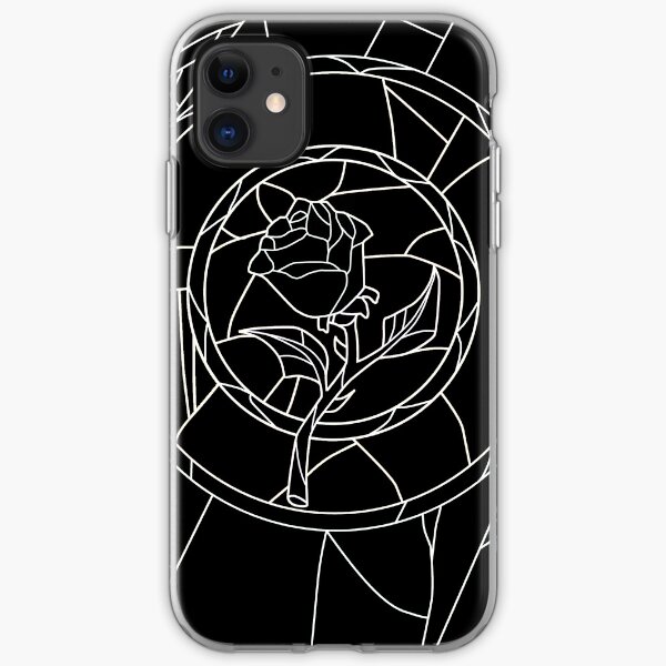 Stained Glass Rose Black iPhone Soft Case