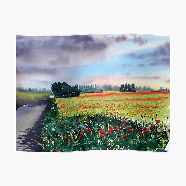 "Poppies on Forty Acres Farm near Easingwold" Poster for Sale by