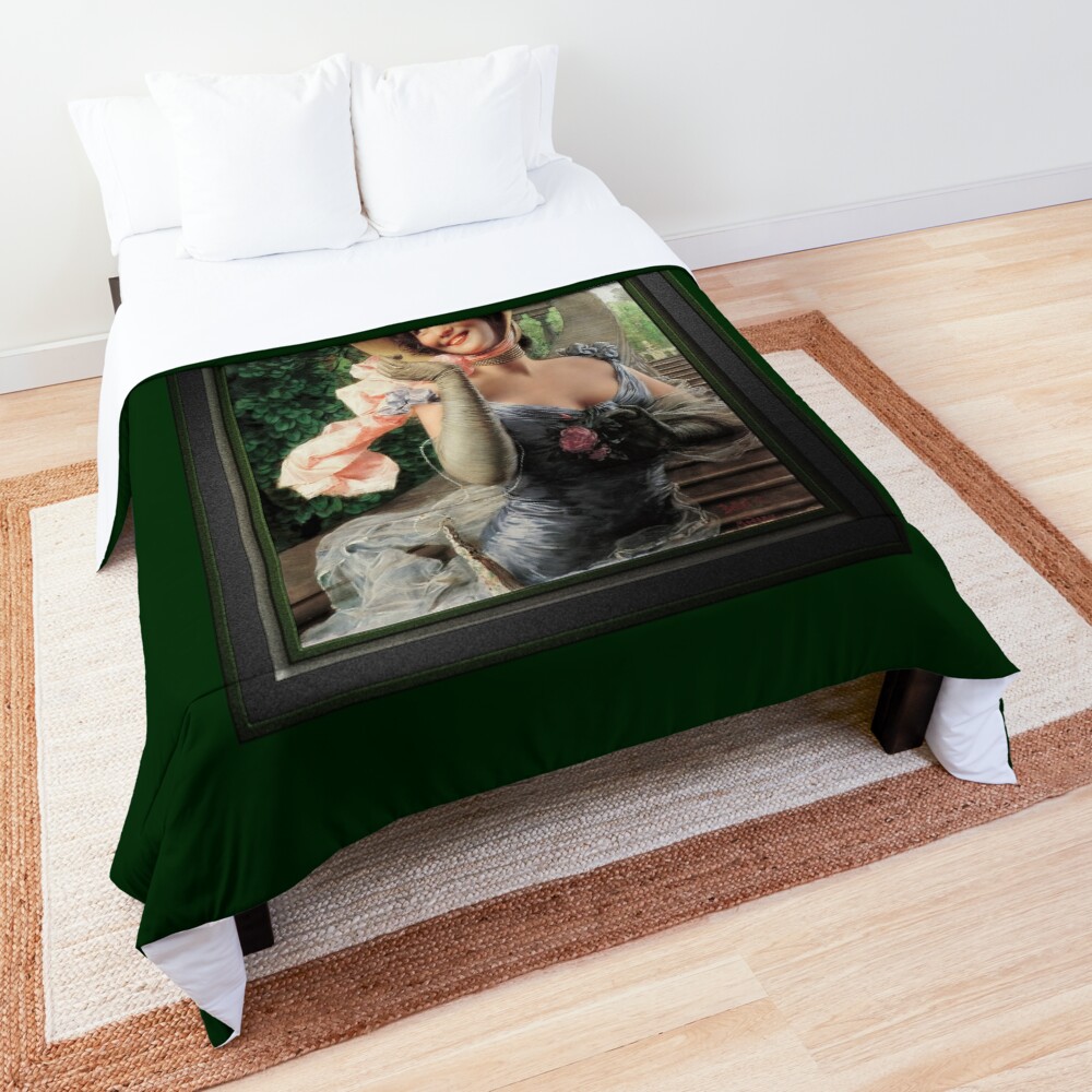 Portrait of a Lady by Gaetano Bellei Vintage Illustration Xzendor7 Art Reproductions Comforter