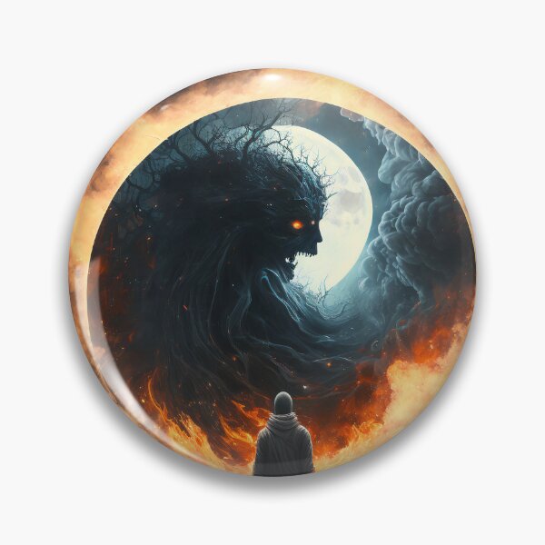 Item preview, A Man Standing In Front Of A Giant Fire Ball And A Monster Eclipse  designed and sold by T-landa.