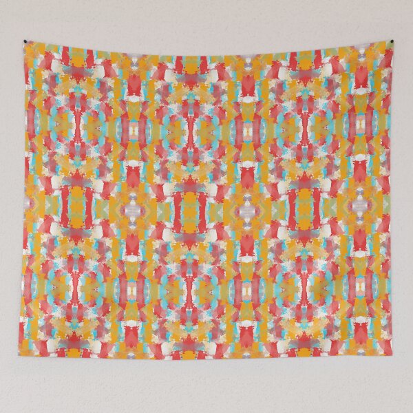 Item preview, Abstract Smudges pattern - ochre, red and cyan designed and sold by SirenSeventyOne.