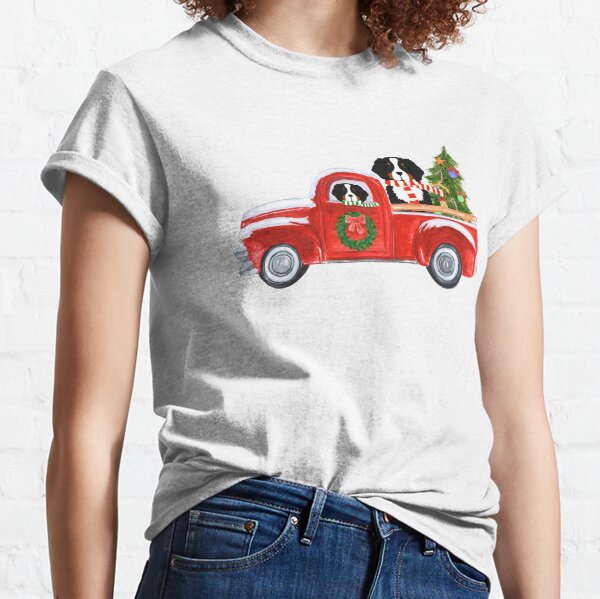 Christmas Bernese Mountain Dog Red Truck Classic T-Shirt
