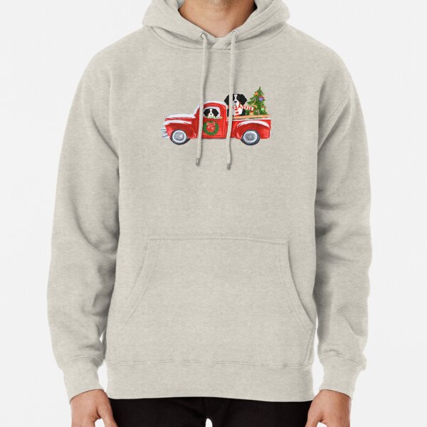 Christmas Bernese Mountain Dog Red Truck Pullover Hoodie