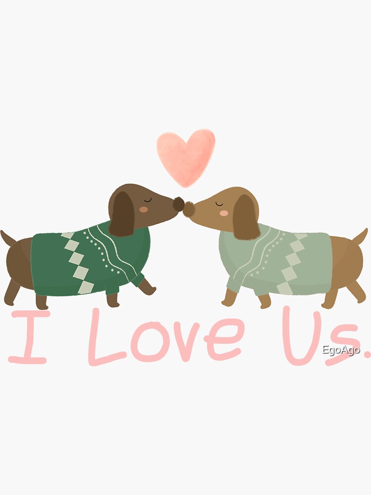 WEINER DOG VALENTINES DACHSHUND VALENTINE DAY GIFT I LOVE US Bg,f8f8f8 Flat,750x,075,f Pad,750x1000,f8f8f8