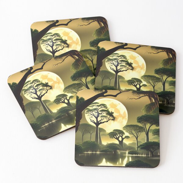 Item preview, Moonlit baobabs generated by artificial intelligence designed and sold by megadrina.