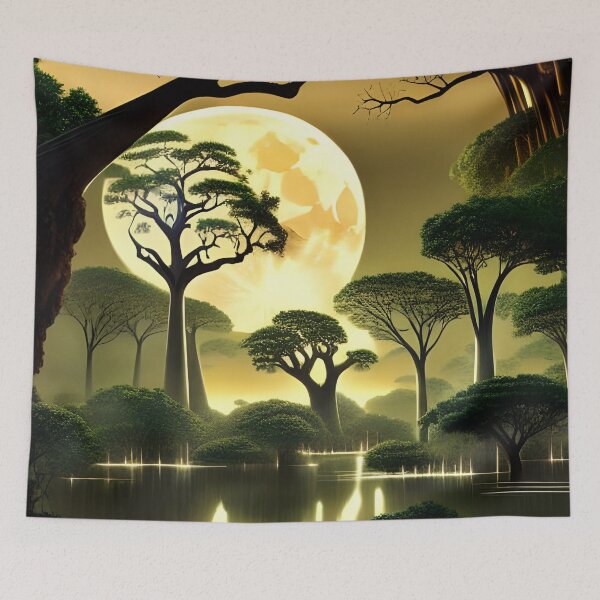 Item preview, Moonlit baobabs generated by artificial intelligence designed and sold by megadrina.