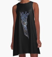 Vestido acampanado Jirafa espacial azul