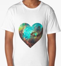 Green Galaxy Heart Long T-Shirt