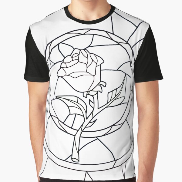 Stained Glass Rose White Graphic T-Shirt