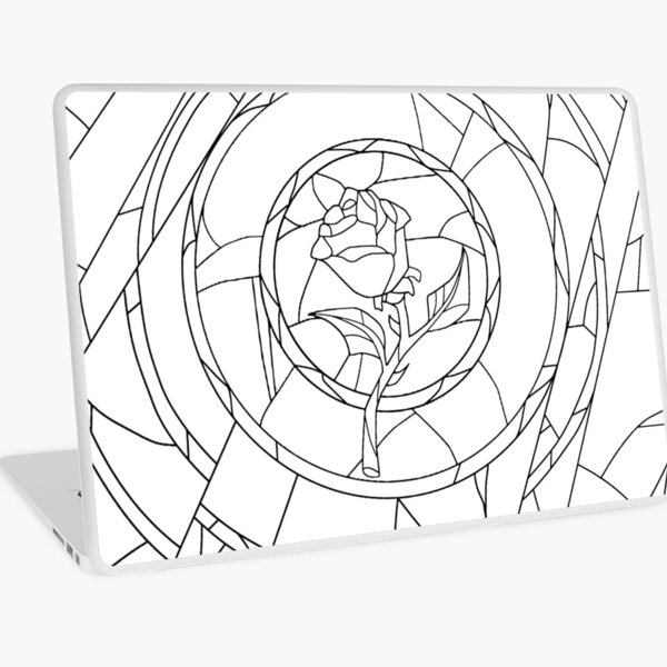 Stained Glass Rose White Laptop Skin