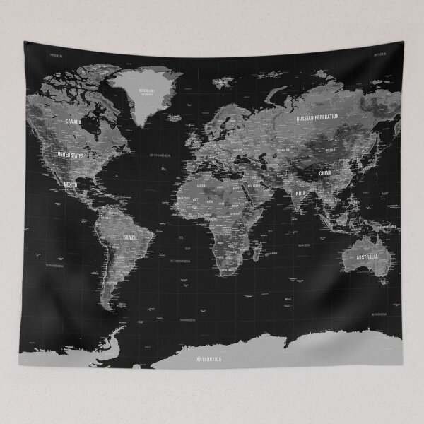 Item preview, Black Topographic World Map designed and sold by Alo.