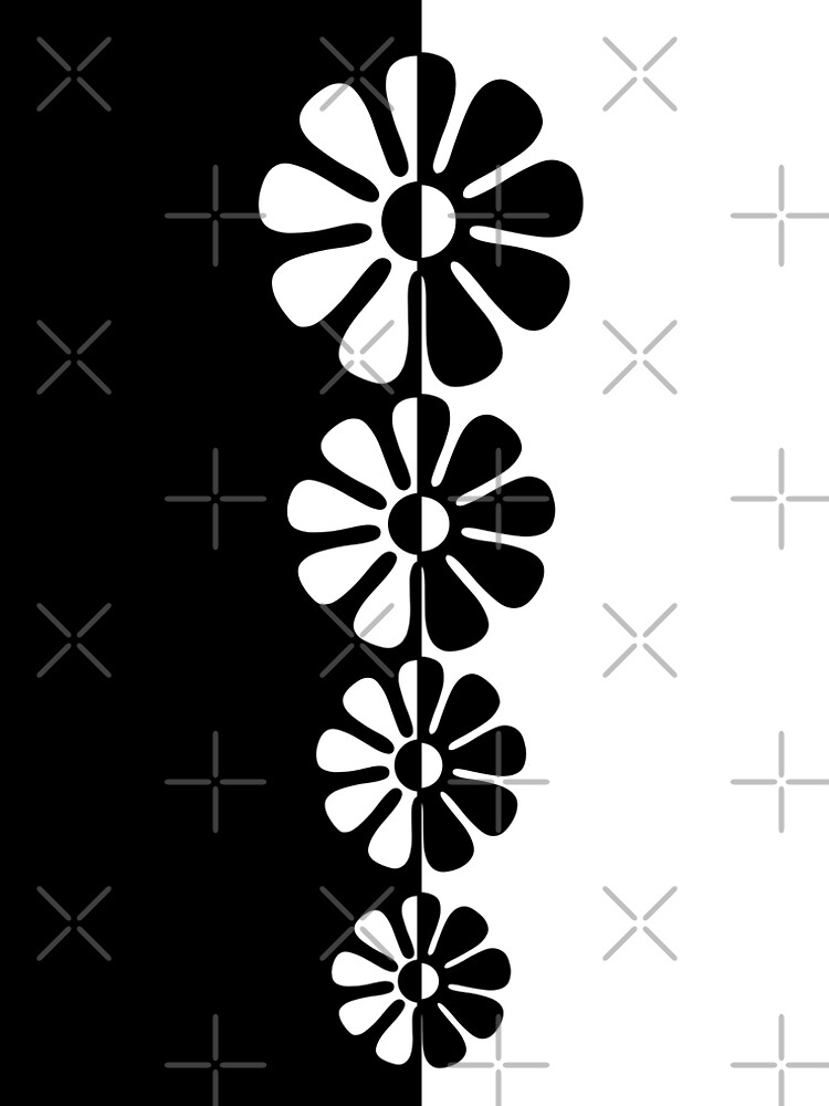 Thumbnail 4 of 4, A-Line Dress, 1960's Bold Retro Mod Flowers in Black and White designed and sold by MellowCat.