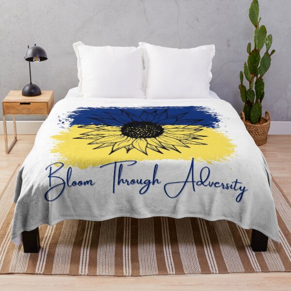 Item preview, Bloom Through Adversity - Sunflower/Ukrainian Flag (Paint Streak) designed and sold by T-WoodCreations.