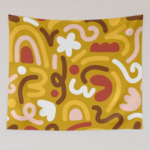 Item preview, Pattern of Yellow orange Modern doodles designed and sold by blackdogshop.