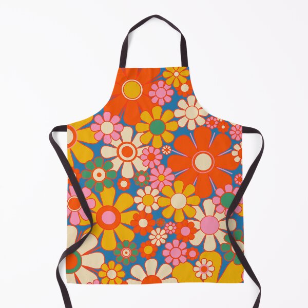 Item preview, Retro Garden Flowers Colorful 60s 70s 90s Floral Pattern Blue Orange Red Mustard Yellow Green designed and sold by kierkegaard.