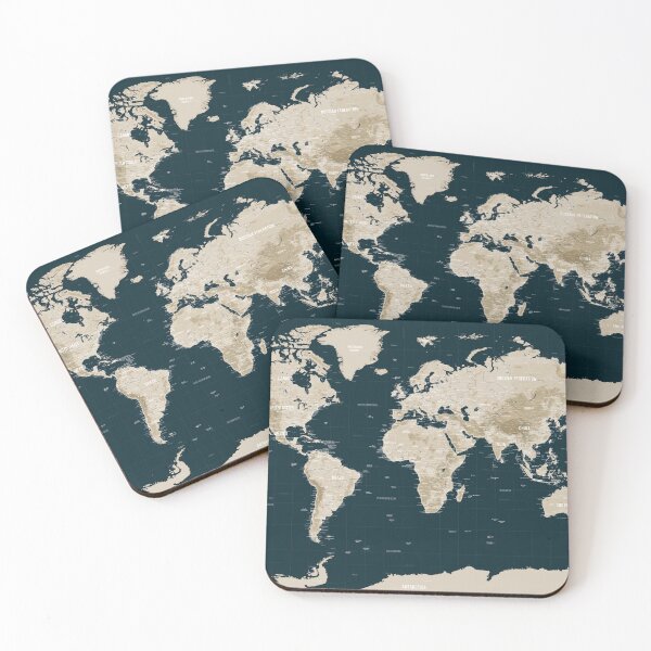 Item preview, Tan Topographic World Map designed and sold by Alo.