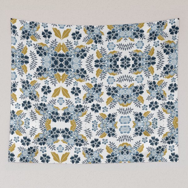 Item preview, White & Blue Floral background designed and sold by Manal-Patterns.