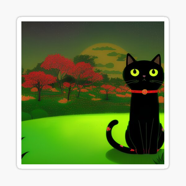 "Black Cat in Japan lost" Sticker for Sale by BlackcatAi Redbubble