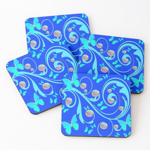 Item preview, SOAP BUBBLES BLUE BUTTERFLIES BLUE SCROLL BLUE ART designed and sold by sharlesart.