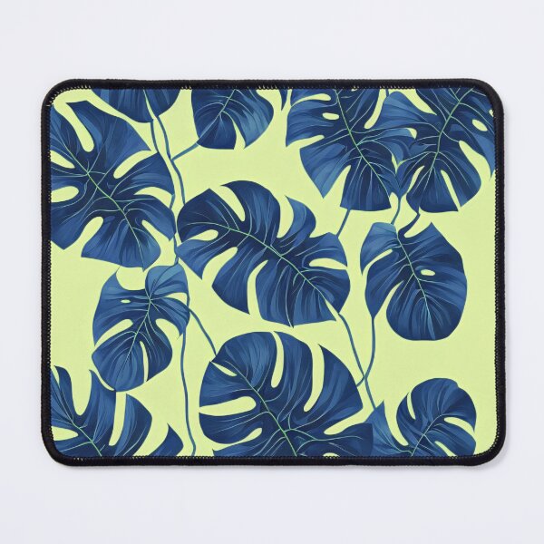 Aperçu de l'œuvre Monstera bleu (fond jaune) créée et vendue par FantasyPatterns.