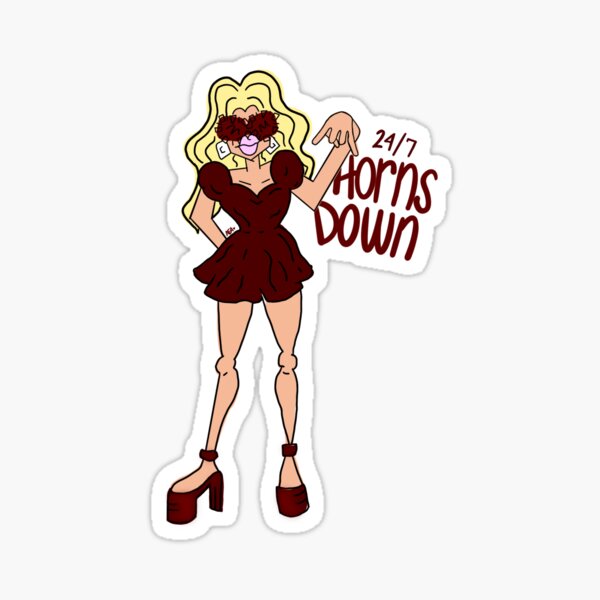 "Horns Down 24/7 Texas AM Aggie Game Day Blonde hair" Sticker for