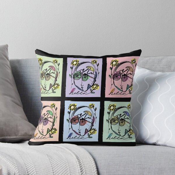 Item preview, Hello Darlin Abstract Face with Glasses and Flowers Line Art Six Block Rainbow Design designed and sold by SleepingInCo.