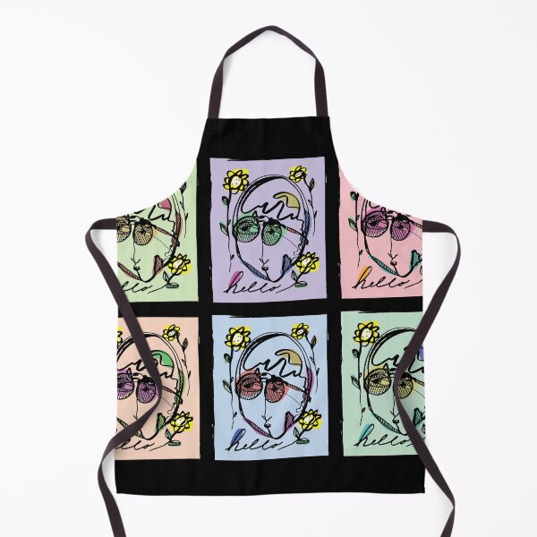 Item preview, Hello Darlin Abstract Face with Glasses and Flowers Line Art Six Block Rainbow Design designed and sold by SleepingInCo.