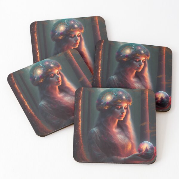 Item preview, A Woman holding a glass ball from another world designed and sold by TheWorldOfAI.