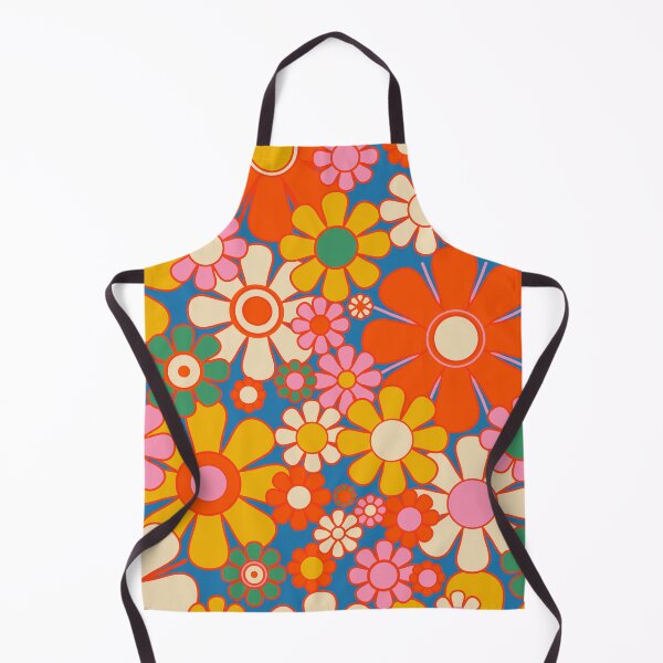Item preview, Retro Garden Flowers Colorful 60s 70s Floral Pattern 2 Blue Orange Red Mustard Yellow Green designed and sold by kierkegaard.