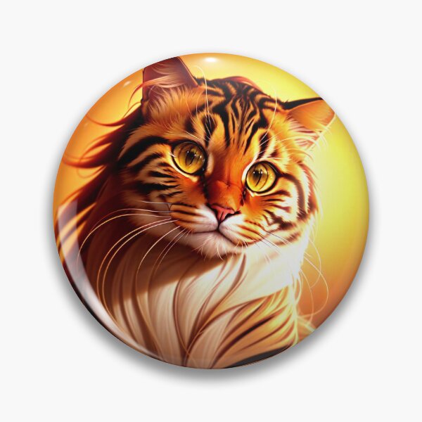 Item preview, A happy plush long-haired cat with golden eyes and white mane, exquisite details, close up view designed and sold by AlePosters.