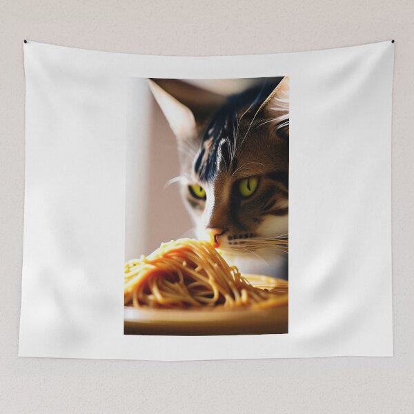 Item preview, Cat Eating Spaghetti designed and sold by SociableAnimals.