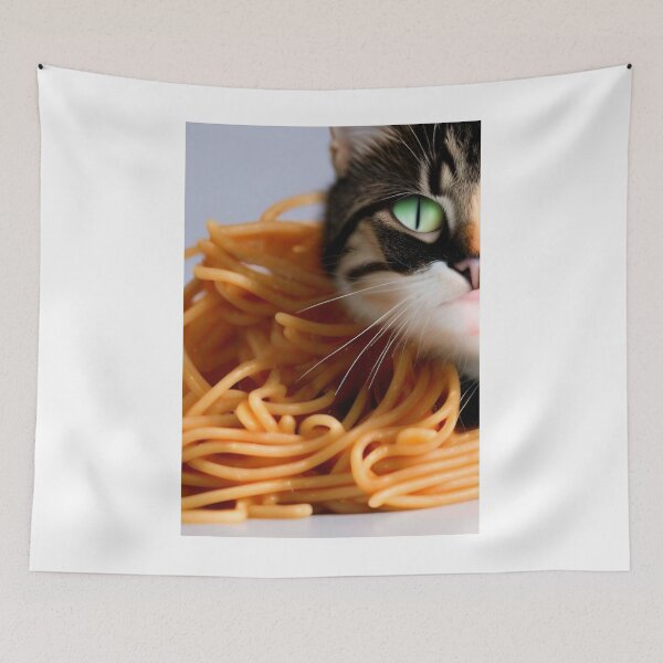 Item preview,  Cat Eating Spaghetti designed and sold by SociableAnimals.