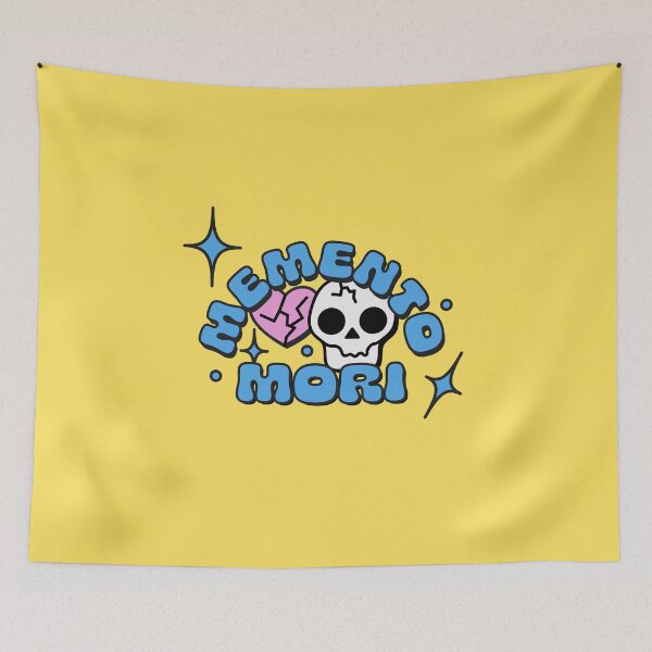 Item preview, Memento Mori Typography Arch with Skull and Hearts in Blue designed and sold by stoicjimny.