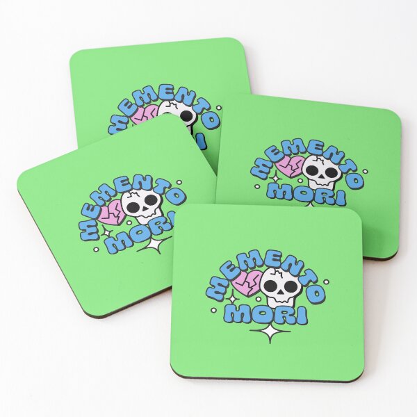 Item preview, Memento Mori with Skull and Hearts in Blue, Pink and White designed and sold by stoicjimny.