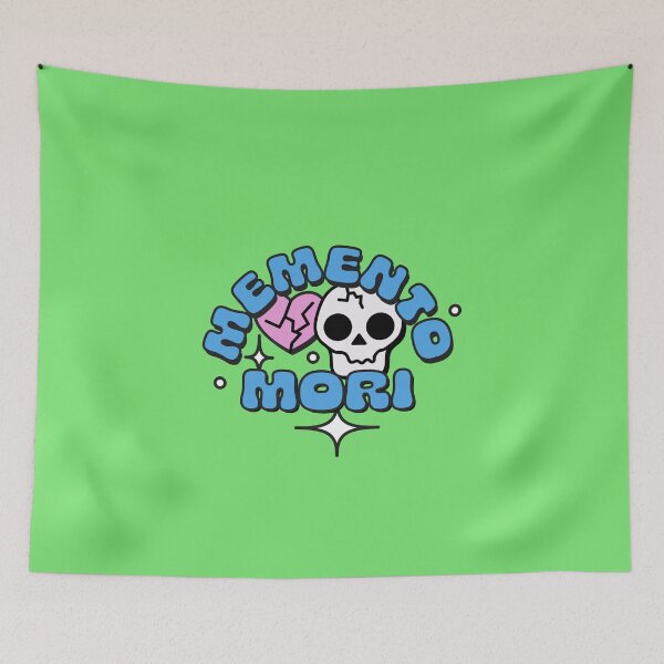 Item preview, Memento Mori with Skull and Hearts in Blue, Pink and White designed and sold by stoicjimny.