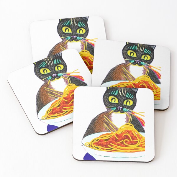 Item preview,   Cat Eating Spaghetti Sticker 2023 designed and sold by SociableAnimals.