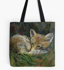 Sleepy Head - Fox Embroidery - Textile Art Tote Bag